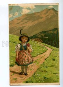 234860 Traveler Girl MOUNT by MAILICK Vintage postcard