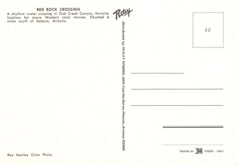 Postcard Red Rocks Shallow Water Lake Crossing Oak Creek Canyon Sedona Arizona