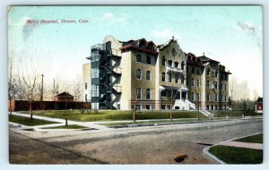 DENVER, CO Colorado ~ MERCY HOSPITAL Street Scene  c1910s   Postcard