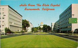 Sacramento CA The Capitol Mall from Highway #40 Unused Vintage Postcard G54
