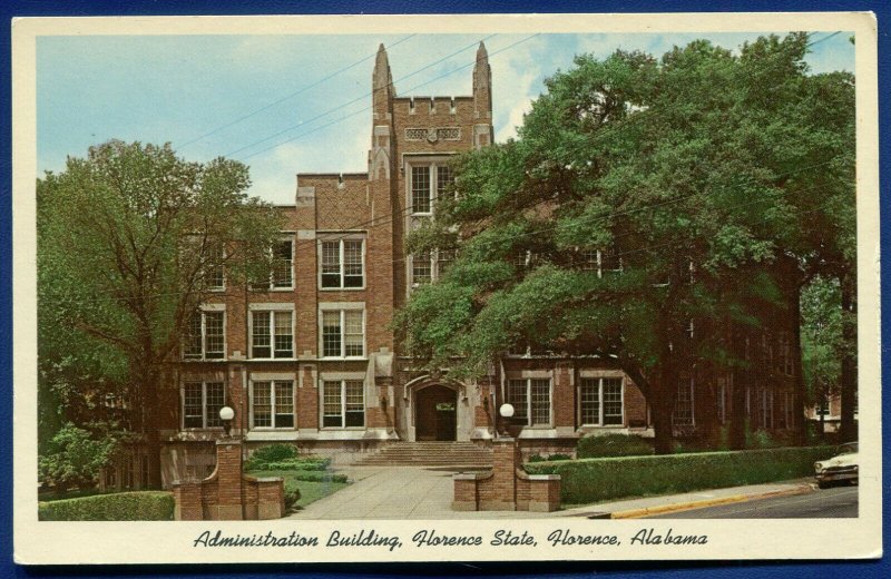 Administration Building Florence College Alabama al chrome postcard
