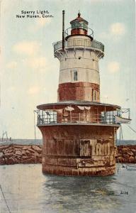 New Haven Connecticut Sperry Light House Waterfront Antique Postcard K31254 