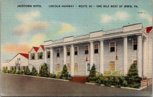 Jacktown Hotel Lincoln Highway Route 30 Irwin Pa Pennsylvania Linen Postcard 