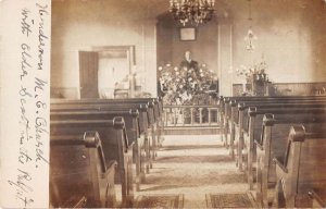 Henderson Methodist Episcopal Church Interior View Real Photo Postcard AA48340