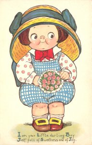 Raphael tuck Bright Eyes, My Little Darling Boy Artist Drayton, Postcard