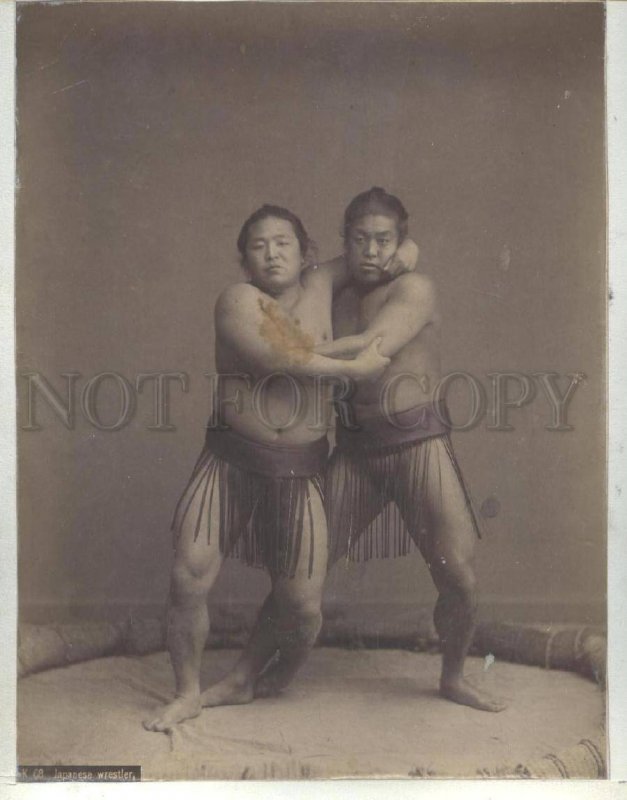 090646 JAPAN wrestlers & rickshaw Vintage two PHOTOS