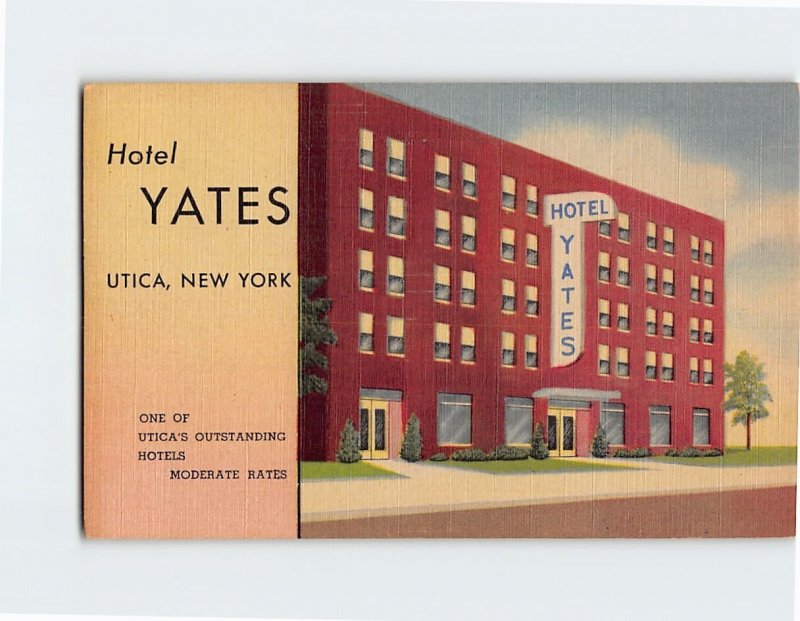 Postcard Hotel Yates, Utica, New York