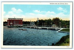 1938 Rogers Dam Consumer Power Building Exterior Big Rapids Michigan MI Postcard