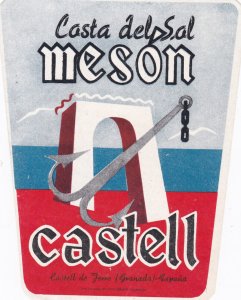 Spain Granada Meson Castell De Ferro Vintage Luggage Label sk2760