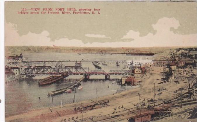 Rhode Island Providence View From Fort Hill Showing Four Bridges Across The S...