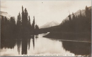 RPPC Postcard Bow River & Goat Mountain Banff Alta Canada