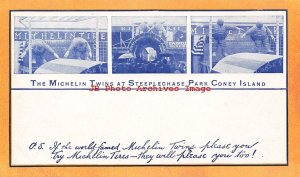 Advertising Postcard, Michelin Twins at Steeplechase Park Coney Island, Tires