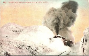 Postcard Alaska Rotary Snow Plow in Action White Pass & Yukon Railway 1909 V199