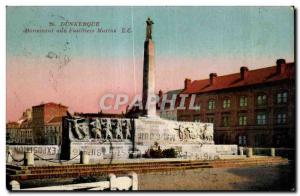 Old Postcard Dunkirk Monument Fusiliers Marins Army