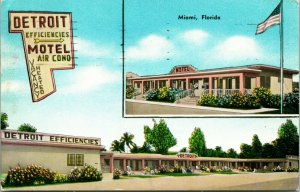 Vtg Chrome Postcard 1958 Miami Florida FL Detroit Efficiencies Motel 675 NE 88th