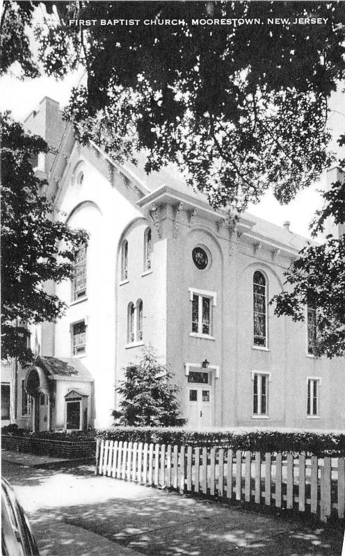 Moorestown New Jersey~First Baptist Church~Stained Glass Windows~c1940s Postcard