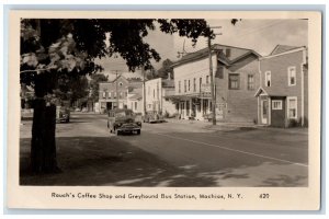 Rouch's Coffee Shop Greyhound Bus Station Car Cattaraugus NY RPPC Photo Postcard 