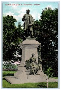 c1905 Statue Sir John Macdonald Ottawa Ontario Canada Unposted Antique Postcard 