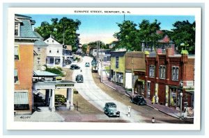 c1920's Sunapee Street View Cars Newport New Hampshire NH Antique Postcard 