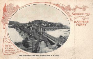 HARPER'S FERRY B. & O. TUNNEL & BRIDGE WEST VIRGINIA POSTCARD (1905)