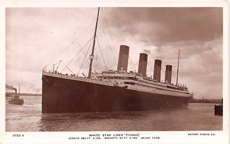 Titanic Ship Post Card Old Vintage Antique Length 882 Ft 6 inches, 45,000 Ton...