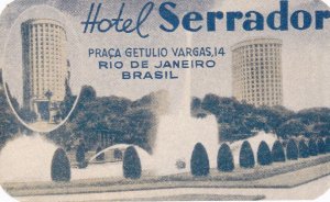 Brasil Rio De Janeiro Hotel Serrador Vintage Luggage Label sk2811