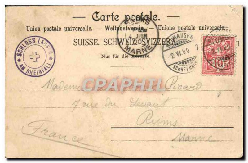 Postcard Old Rheinfall und Schloss Laufen