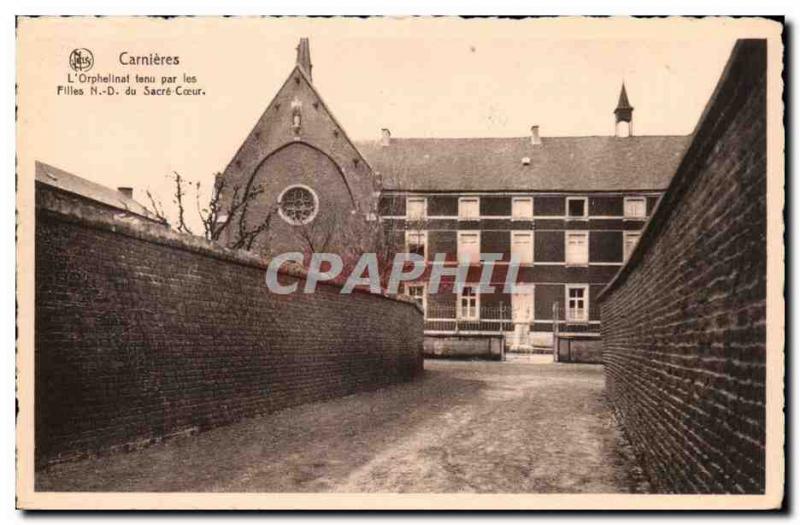 Belgie Belgium Carnieres Old Postcard L & # 39oprhelinat by girls ND du Sacre...