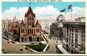 Vtg 1920s Trinity Church Copley Square Boston Massachusetts MA Unused Postcard