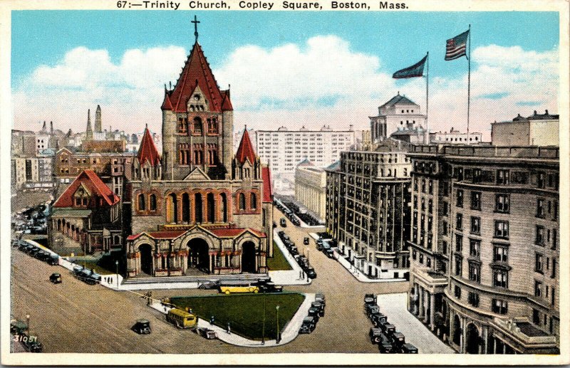 Vtg 1920s Trinity Church Copley Square Boston Massachusetts MA Unused Postcard