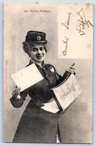Bengy-sur-Craon France Postcard My Little Postwoman 1902 Antique Posted