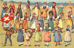 Lot127 switzerland national costumes suisses  folklore types postcard