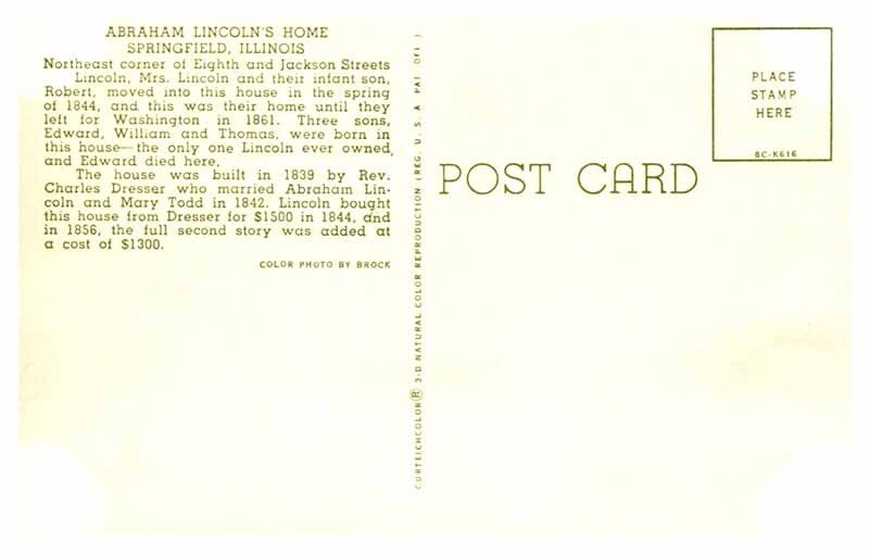 Postcard HOUSE SCENE Springfield Illinois IL AS3306