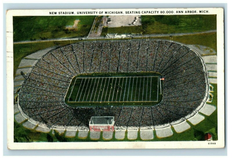 C. 1927 New Stadium University Of Michigan Ann Arbor, MI Postcard F58 