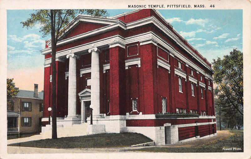 Masonic Temple, Pittsfield, Massachusetts, Early Postcard, Unused