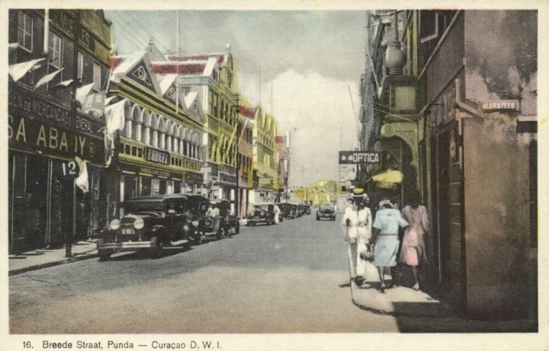 curacao, D.W.I., WILLEMSTAD, Punda, Breede Straat (1930s) Sunny Isle No. 16