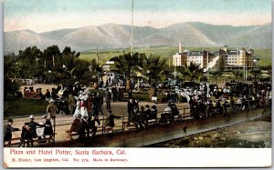 Plaza & Hotel Potter Santa Barbara California CA Recreational Section Postcard