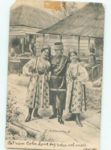 1902 Man With 2 Women POSTMARKED GRAVENHAGE - THE HAGUE NETHERLANDS AC2847