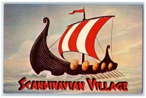 Scandinavia Village Motel St. Augustine Florida FL, Boat Vintage Postcard