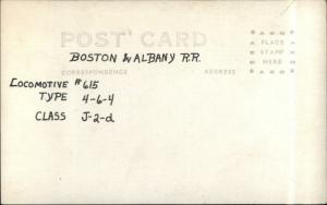 B&A Boston & Albany RR Train Locomotive #615 c1920s Real Photo Postcard