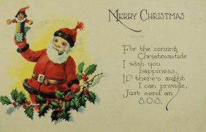 Circa 1910 Christmas Santa Jack-in-the-Box Wreath Vintage Postcard P59