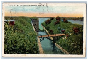 1929 Bridge Scene, The Moat Fort Montgomery Rouses Point New York NY Postcard 