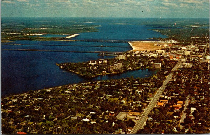 Vtg Aerial View of Bradenton Florida FL Unused Chrome Postcard
