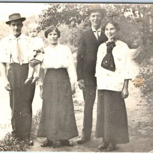 c1910s Outdoor River Shore RPPC Lovely Ladies Father & Baby Boy Real Photo A161