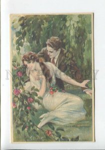 3177469 ART DECO Lovers in Garden by CORBELLA Vintage PC