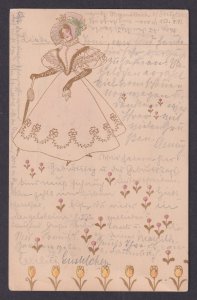 Vinatge postcard GERMANY, Elegant Lady, Glamor, Railway cancellation