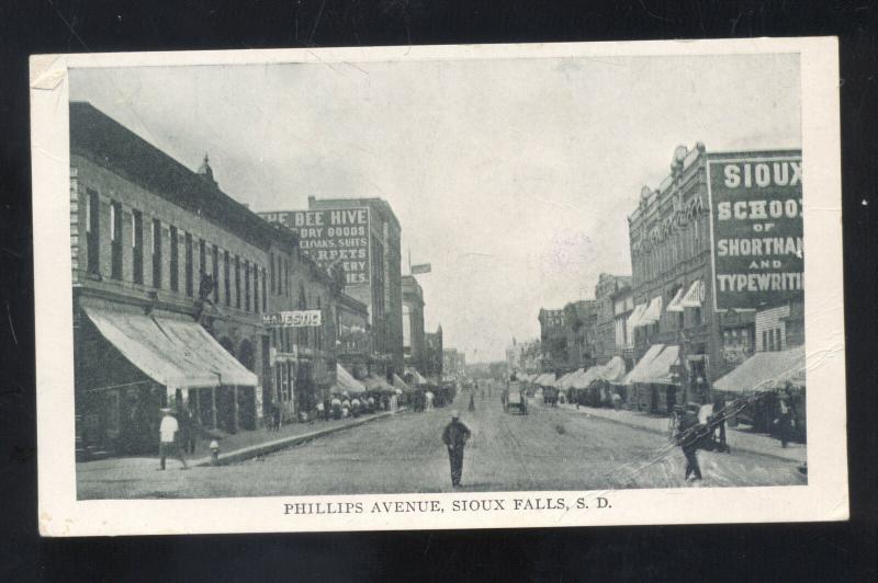 SIOUX FALLS SOUTH DAKOTA PHILLIPS AVENUE DOWNTOWN STREET SCENE POSTCARD SD