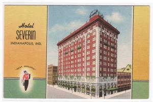 Hotel Severin Indianapolis Indiana linen postcard