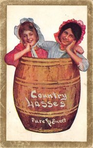 Country lasses, pure and sweet Two girls in a barrel R.P.O., Rail Post Office...