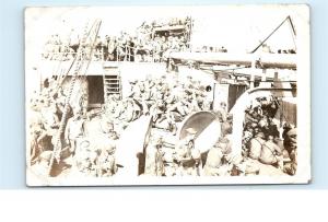 *WW1 Soldiers Men Sailing to France WWI World War 1 RPPC Real Photo Postcard C26